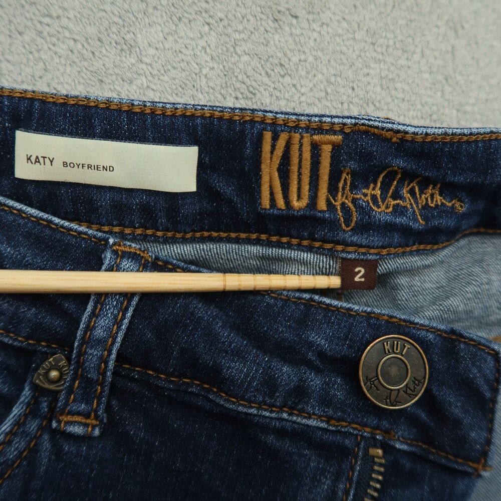 KUT from the Kloth Jeans Women's Size 2 Blue Mid-Rise Katy Boyfriend 29" Inseam - Picture 9 of 16